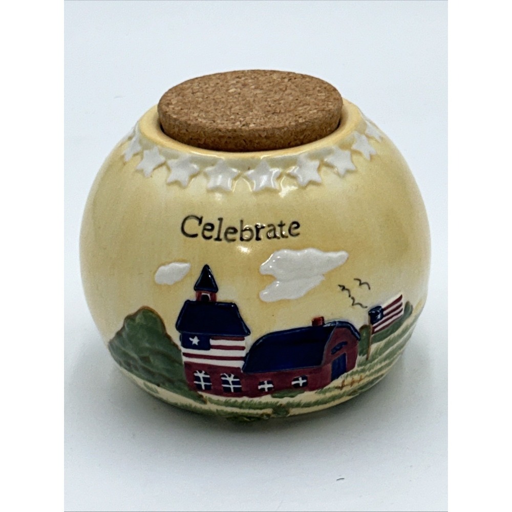 Vintage Russ Berrie COUNTRY GATHERINGS Stoneware Jar Crock CELEBRATE